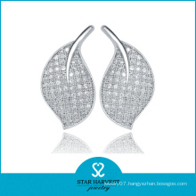 Low MOQ Leaf Shaped Silver Earring Jewellery for Women (E-0025)